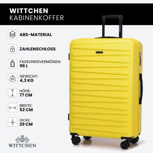 WITTCHEN Skyspeed Line ABS Hard Shell Suitcase Travel Suitcase Trolley Combination Lock Telescopic Handle 4 Wheels, yellow – Bild 7