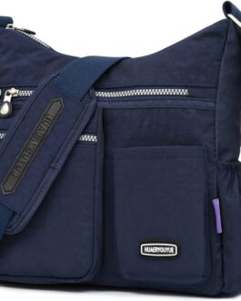 NOTAG Women’s Shoulder Bag, Lightweight Multiple Pockets, Shoulder Bag, Women’s Waterproof Nylon Handbag, Shoulder Bag, navy blue, Utility