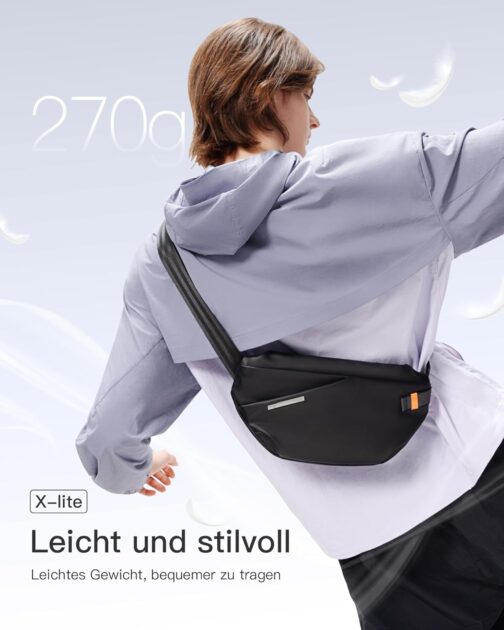 Inateck Sling Bag X-Lite, 3,8 L Umhängetasche Herren, Leichte Schultertasche Bauchtasche Crossbody Bag, Vielseitiger Sling-Rucksack für Reisen, Radfahren, Arbeit, Sport und Wandern – Bild 3
