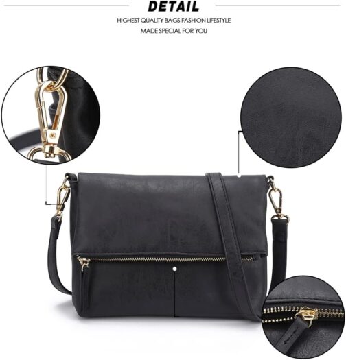 Gladdon Women's Shoulder Bag, Shoulder Bag with Zip, Crossbody Bag, Leather Handbag, Small, Daypack, black, Retro – Bild 5