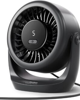 Diveblues USB Turbo Table Fan, Ultra Quiet Mini Fan, Powerful Wind, LED Display, 5 Speeds, 360° Rotation, Portable Fan for Home, Office & Outdoor – TurboBreeze