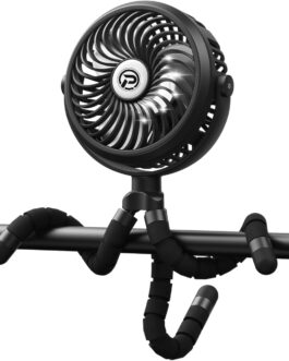 Winique USB Fan Quiet Handheld Fan Mini Fan with 3 Speeds / 720° Adjustable / LED Light, Over 10 Hours Battery Life for Prams, Home and Office