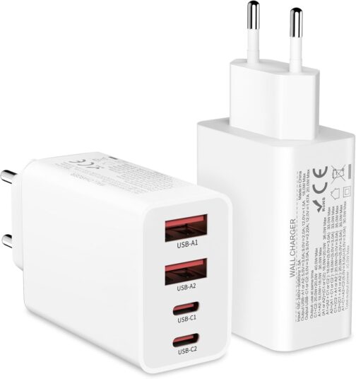 40 W USB C Adapter, 2 Pack 4 Ports USB C Charger for iPhone 16 15 14 Plus Pro Max 13 12 11 SE, iPad, PD 3.0 iPhone Fast Charger, iPhone Power Adapter USB Plug USB Power Supply (without Charging Cable)