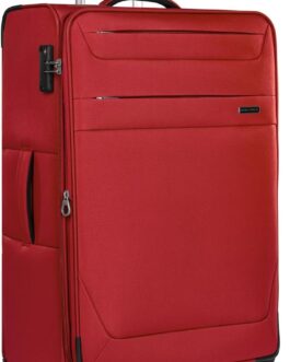 Worldpack Soft Luggage Suitcase Set 3-Piece | Travel Trolleys Made of High-Quality Durable Polyester Material | for Men and Women | 4 Double Wheels & TSA Lock | Chicago Series, Dark-red, Suitcase