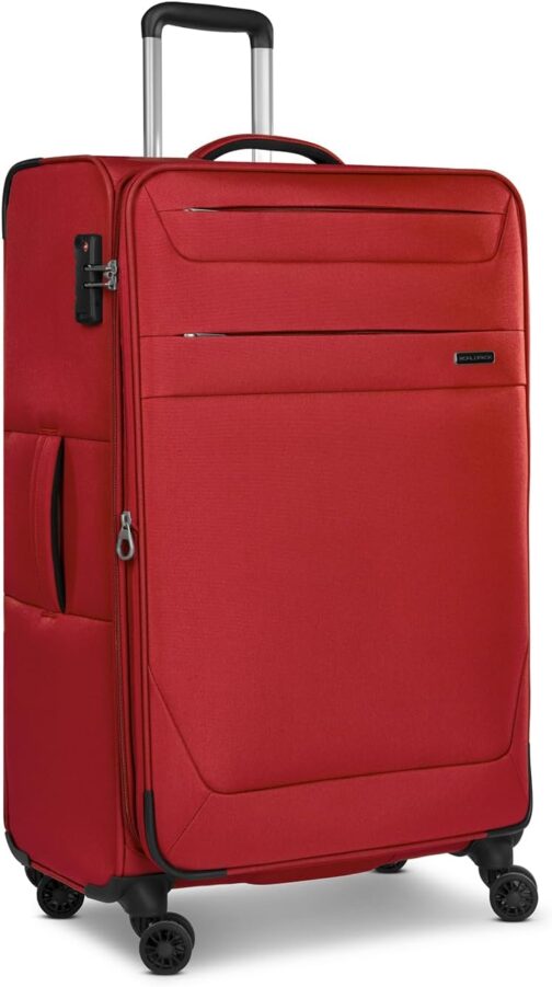 Worldpack Soft Luggage Suitcase Set 3-Piece | Travel Trolleys Made of High-Quality Durable Polyester Material | for Men and Women | 4 Double Wheels & TSA Lock | Chicago Series, Dark-red, Suitcase