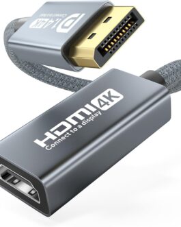 DisplayPort to HDMI Adapter 4K 60Hz, DisplayPort to HDMI Monitor Unidirectional DP Male to HDMI Female Converter with VRR G-Sync FreeSync Compatible for Desktop, Laptop, Graphics Card, HP, Dell