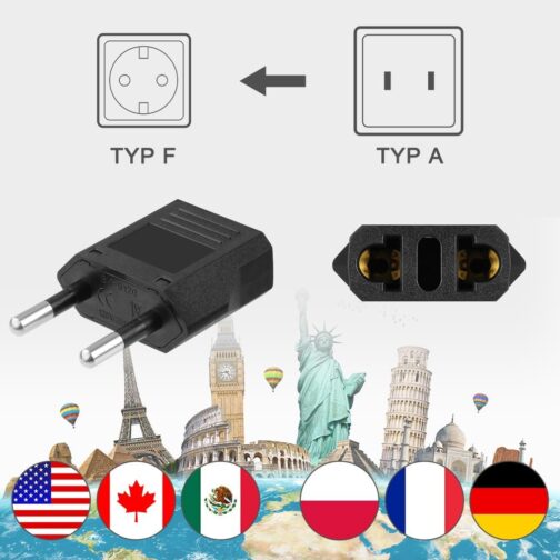 AXFEE Travel Adaptor US to EU, Pack of 2 US to EU Adapter, EU Plug Adapter Socket, Adapter USA Germany Plug, Universal Adapter from USA to EU Germany France Italy Spain – Bild 4