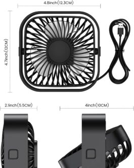 TOPK USB Fan, Pack of 2 Mini Table Fans, Quiet Operation, USB Powered Table Fan, 3 Speeds and 360° Rotating Head for Home, Office, Bedroom, Table, Desktop