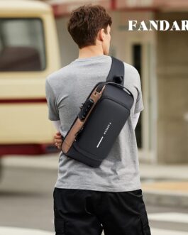 FANDARE Chest Bag Sling Bag Business Shoulder Bag with USB Charging Port Password Protection Crossbody Bag Shoulder Bag Waterproof for Travel Hiking Multiple Pockets Sling Daypacks, black brown,