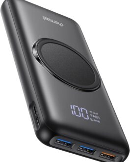 Charmast Power Bank, Wireless Powerbank 20000mAh Induktives Laden Kabellose Ladegerät, 22,5W PD/QC 3.0 Externe Handyakkus mit LED Display Kompatibel mit iPhone 16 15 14 13 12 Pro max Samsung Huawei