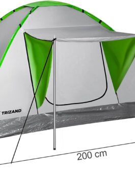 TRIZAND Camping Tent 200 × 200 cm Montana Tent 4 People – Waterproof 1000 mm, Canopy, Mosquito Net, Lightweight 2.5 kg, Ventilation, Families – Group Tent 23481