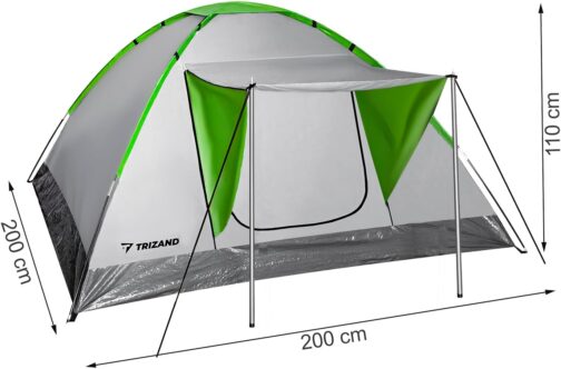 TRIZAND Camping Tent 200 × 200 cm Montana Tent 4 People - Waterproof 1000 mm, Canopy, Mosquito Net, Lightweight 2.5 kg, Ventilation, Families - Group Tent 23481 – Bild 2