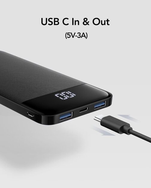 Charmast Power Bank, Ultra Slim 10400 mAh Power Bank, Small But Strong, USB C In&Out Power Bank, 3A Outputs with LED Display, Compatible with iPhone 16/15/14/13/12/11/X/8 Pro Max Plus, iPad, Samsung, – Bild 3