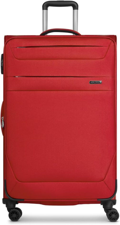 Worldpack Soft Luggage Suitcase Set 3-Piece | Travel Trolleys Made of High-Quality Durable Polyester Material | for Men and Women | 4 Double Wheels & TSA Lock | Chicago Series, Dark-red, Suitcase – Bild 8