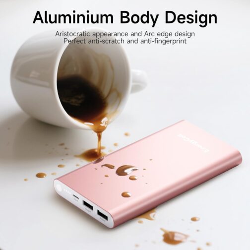 Power Bank Pilot 4GS 12000 mAh External Battery Dual 3A Portable Charger for iPhone 16/15/14/13, Tablet, Samsung Galaxy S23, Huawei etc. Rose Gold – Bild 3