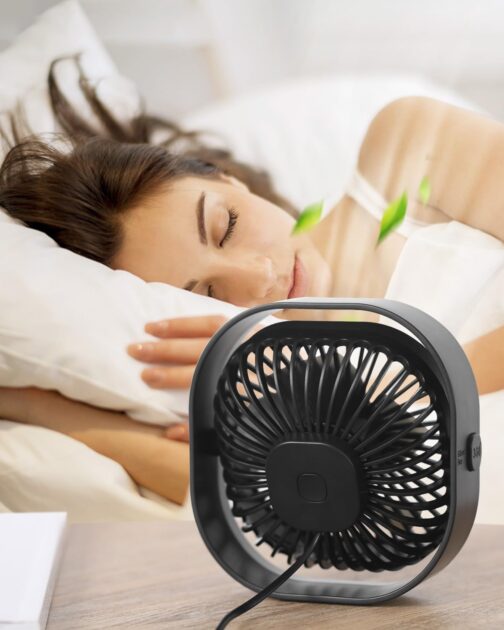 Mini USB Fan, Quiet Small Table Fan, Very Quiet USB Table Fan with 3 Speeds, Office Fan, Portable USB Fan, Desk, Bedroom, Home, Outdoor – Bild 5