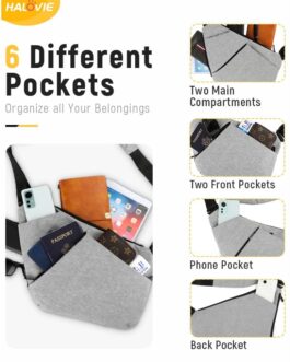 HALOVIE Chest Pocket with RFID Protective Compartment Men’s Large Shoulder Bag Anti-Theft Bag Sling Bag for Everyday Commuting and City Trips, Urbanq3-grey