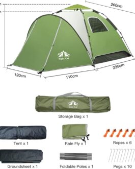 Night Cat Tent 2 3 4 Person Waterproof Lightweight Pop-Up Tent Awning Tent Easy to Set up and Carry for Hiking