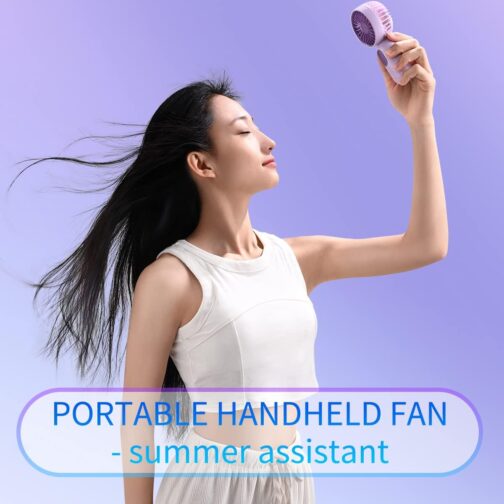 3 Pack Hand Fan Mini Fan Small USB Hand Mini Portable Fan Small Portable Hand Fans Battery Rechargeable Battery Operated with 3 Speeds for Girls Women Men – Bild 4