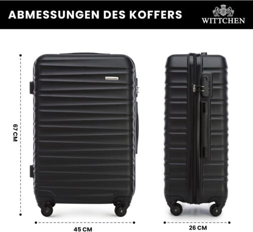 Wittchen Travel Suitcase, Hand Luggage, Cabin Luggage, Rolling Suitcase, Hard Shell, black – Bild 2