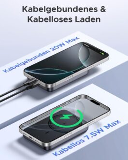 UGREEN Nexode Wireless Powerbank 10000 mAh Magnetic Power Bank with USB-C 20 W, Wireless External Power Bank MagSafe Compatible with iPhone 16 Pro Max/16 Pro/16/15 Pro Max/Pro/15/14 (Black)