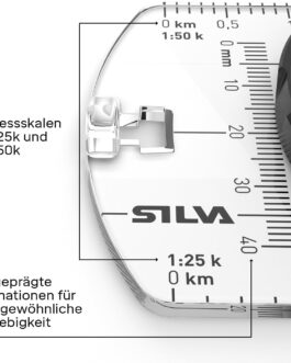 Silva Outdoor Compass Ranger S Black Mirror Compass for Long Distances Marching Compass Rotating Compass Housing Scale 1:25k & 1:50k Compass Military Hiking Compass Visual Compass