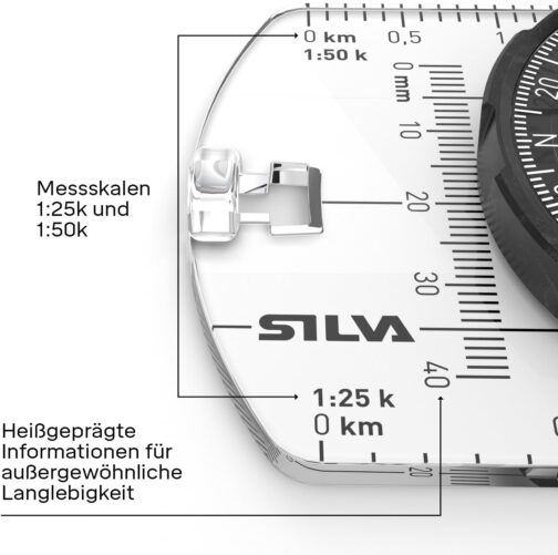 Silva Outdoor Compass Ranger S Black Mirror Compass for Long Distances Marching Compass Rotating Compass Housing Scale 1:25k & 1:50k Compass Military Hiking Compass Visual Compass – Bild 2