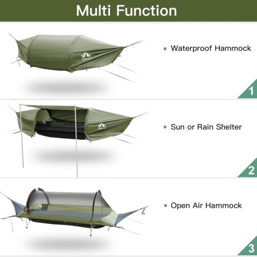 Night Cat Hammock Tent with Flat Base for 1 Person with Mosquito Net Waterproof Cover and Additional Storage Space Hiking Camping in the Garden Backyard Wild – Bild 5