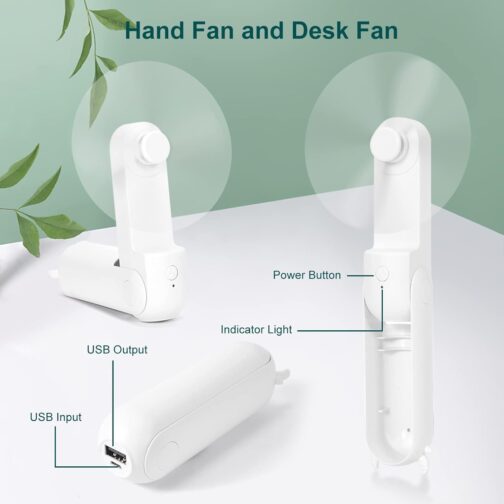 JOPHEK Handheld Fan Battery Operated Small Handheld Fan Mini Fan Battery Fan Rechargeable 2000 mAh (White) – Bild 5