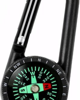 Compass with Carabiner Hook, Compass Carabiner Mini Compas Outdoor Compass Key Fob Pocket Compass Children Nautical Compas Mini Compass Keyring for Camping Hiking Accessories, Black