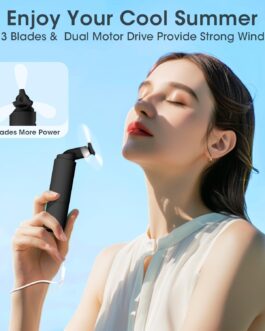 Kukiwhy Handheld Fan, Portable Mini Fan, Small Fan, Rechargeable USB Fan, Battery, Rechargeable, Foldable Hand Fans for Travel, Office, Home, Outdoor, Gifts for Women and Men