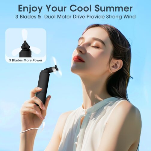 Kukiwhy Handheld Fan, Portable Mini Fan, Small Fan, Rechargeable USB Fan, Battery, Rechargeable, Foldable Hand Fans for Travel, Office, Home, Outdoor, Gifts for Women and Men – Bild 2