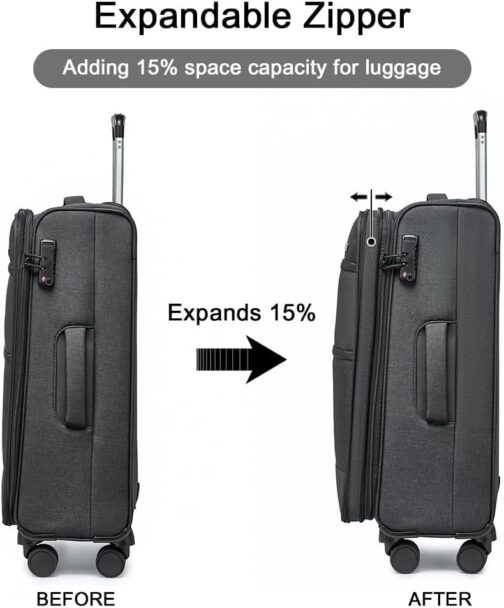 British Traveller Soft Luggage Suitcase, black – Bild 3