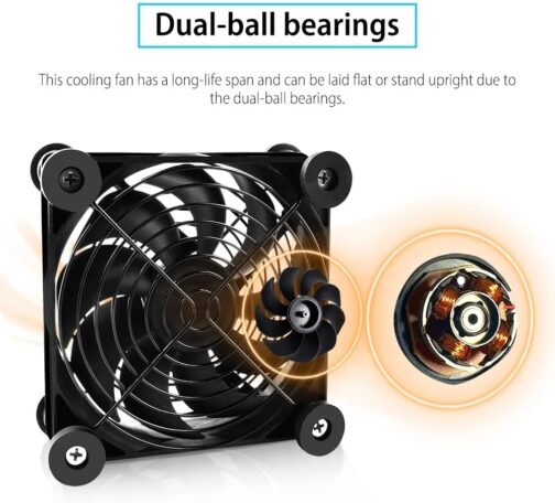 NewHail USB Fan 120 mm PC Fan Dual Ball Bearing with 3 Adjustable Speeds, USB Fan 5 V Quiet Compatible with Router, Xbox, Modem, Receiver, DVR, TV Box (Pack of 2) – Bild 9