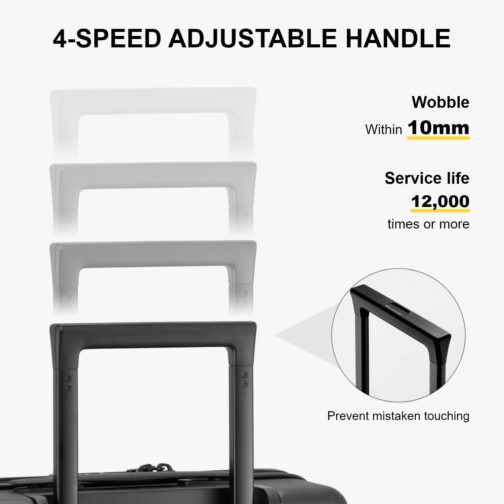 LEVEL8 Hand Luggage Suitcase, Lightweight Made of 100% Polycarbonate, Trolleys Suitcase, Hard Shells, Trolley Case, Elegance, Micro Diamond Textured Design 8 Spinner Size, dark grey, Suitcase set – Bild 6