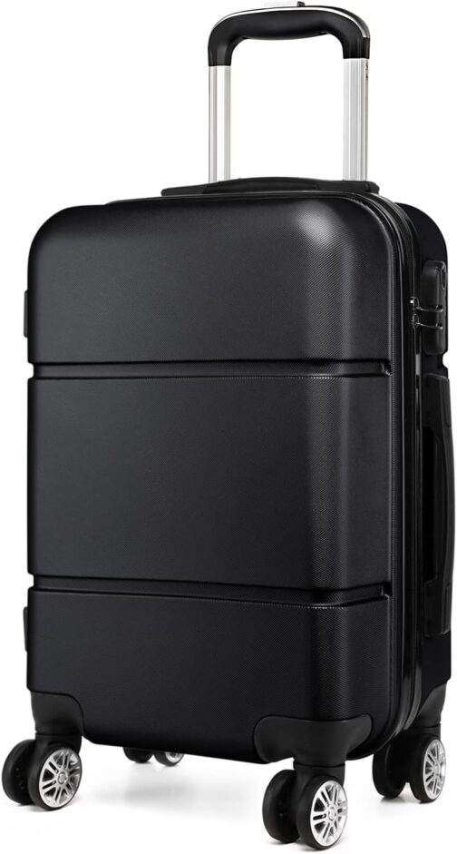 Kono Lightweight ABS Hand Luggage, Hard Shell, Cabin Luggage Suitcase, Travel Suitcase, Luggage, 56 cm, black