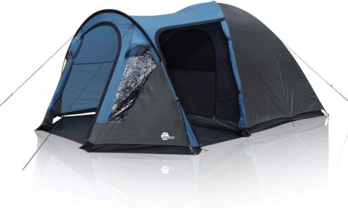 your GEAR Tivano Dome Tent for 3 or 5 People, Camping Tent with Living Room and Windows, UV 50+ Sun Protection, Dark Sleeping Cabin, Blue Grey, 5 Man Version with Standing Height and Side Entrance
