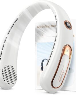 Neck Fan, 3 Levels Quiet and Powerful Bladeless Neck Fan with LED Display, 4000 mAh Battery Fan, USB Rechargeable for 15 Hours, Hands-Free Lightweight Fan Portable for Kitchen, On the Go