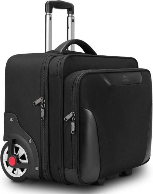 MATEIN Business Trolley with Large Wheels, Laptop Trolley 17.3 Inch with 3 Packing Cubes, Pilot Case with Wheels, Waterproof, Briefcase with Wheels for Men, Travel, Work, School, Black – Bild 8