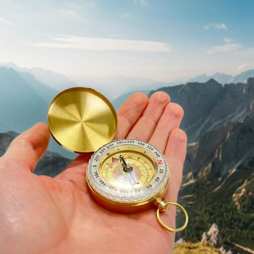 polar-effekt Gold Metal Compass with Engraving - Gift Idea for Birthday - for Outdoor Lovers - Portable Hiking Compass – Bild 7