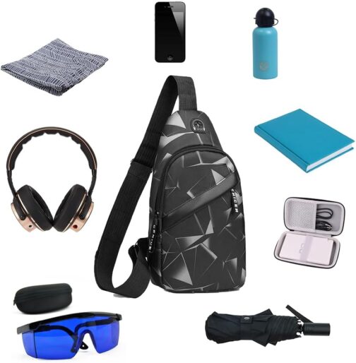 Men's Chest Bag, Sling Chest Crossbody Bag, Men's Crossbody Bag, Sling Bag, Anti-Theft Sling Bag, Shoulder Bag, Chest Bag, Chest Bag, Sling Bag, Black, black – Bild 6