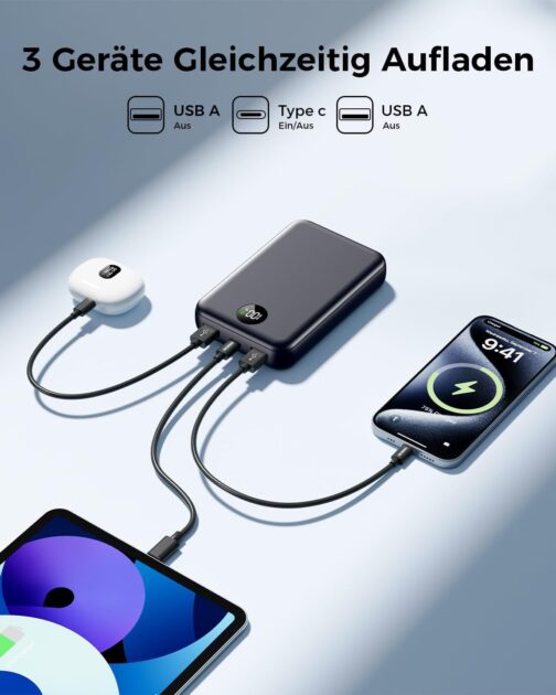 Power Bank, 22.5 W Mini Power Bank 15000 mAh (USB-C Input & Output), PD 3.0 QC 3.0 External Mobile Phone Batteries with LED Display, Compatible with iPhone 16 15 14 13 12 Pro Max and More – Bild 3