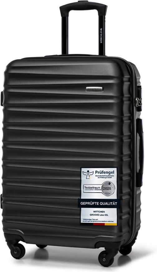 Wittchen Travel Suitcase, Hand Luggage, Cabin Luggage, Rolling Suitcase, Hard Shell, black