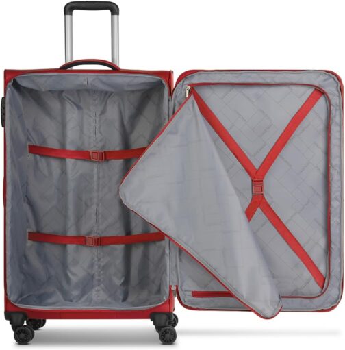 Worldpack Soft Luggage Suitcase Set 3-Piece | Travel Trolleys Made of High-Quality Durable Polyester Material | for Men and Women | 4 Double Wheels & TSA Lock | Chicago Series, Dark-red, Suitcase – Bild 5