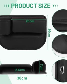 Supaway Car Seat Storage Box Car Side Pockets Organiser PU Side Pockets Organiser Front with Cup Holder and USB Charging Hole for Mobile Phones, Wallet, Cards, Coin, Pack of 1