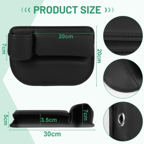 Supaway Car Seat Storage Box Car Side Pockets Organiser PU Side Pockets Organiser Front with Cup Holder and USB Charging Hole for Mobile Phones, Wallet, Cards, Coin, Pack of 1 – Bild 2