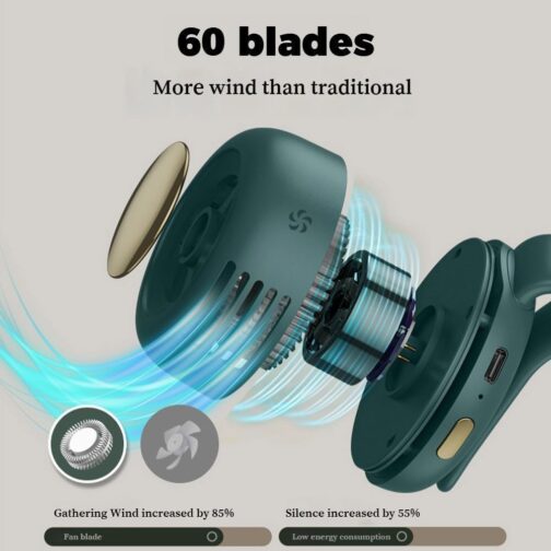 Ziswin Portable Clip Fan, for Hanging, USB Charging, Low Noise and Strong Wind, Suitable for Outdoor, Office, Bedroom and Travel, etc. (White) – Bild 6