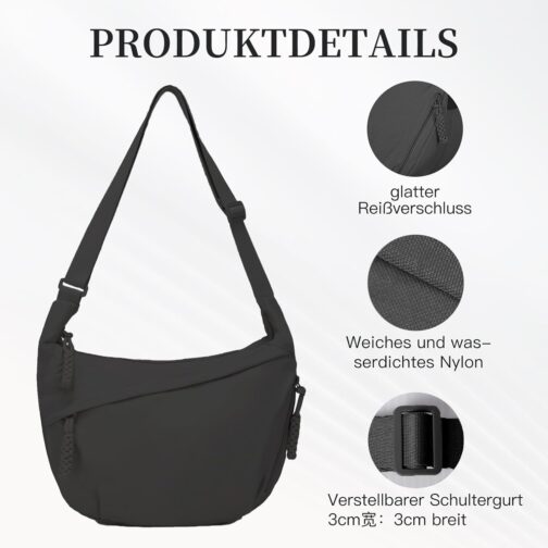 Prizmxed Women's Crossbody Bag, Large Moon Bag, Large Capacity, Adjustable Shoulder Straps, Simple and Versatile Design – Bild 4