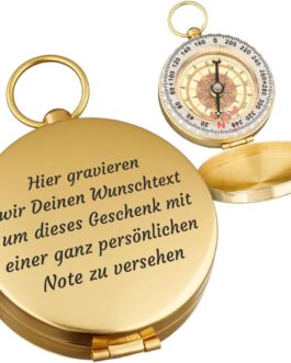 polar-effekt Gold Metal Compass with Engraving – Gifts for Men – Ideal for Birthday and Anniversary – Outdoor Pocket Compass for Hiking