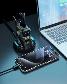 GravaStar Alpha 65W USB C Charger Robot GaN Charger USB C Power Supply 3-Port Fast Charger for iOS, Steam Deck (Black)
